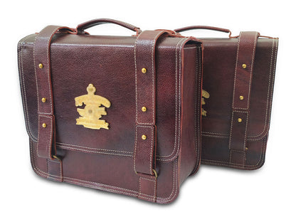 For Royal Enfield Goan Classic 350 Genuine Leather Pannier Mounting & Bags D32