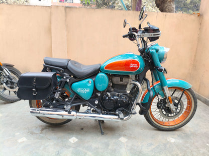 For Royal Enfield Goan Classic 350 Pannier Bags Black Color With Saddle Stay