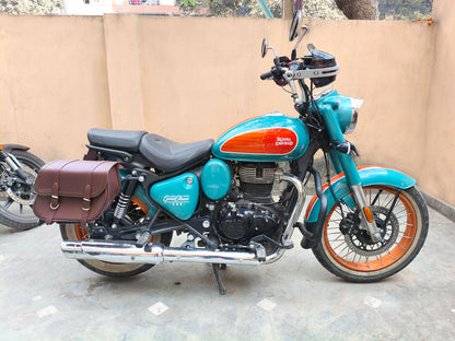 For Royal Enfield Goan Classic 350 Pannier Bags Brown Color With Saddle Stay
