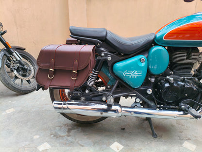 For Royal Enfield Goan Classic 350 Pannier Bags Brown Color With Saddle Stay