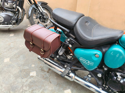 For Royal Enfield Goan Classic 350 Pannier Bags Brown Color With Saddle Stay