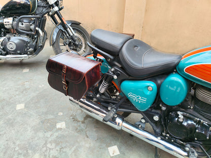 For Royal Enfield Goan Classic 350 Pannier Bags Antique Brown With Saddle Stay