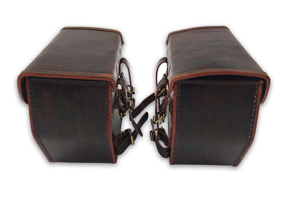 For Royal Enfield Goan Classic 350 Pannier Bags Antique Brown With Saddle Stay