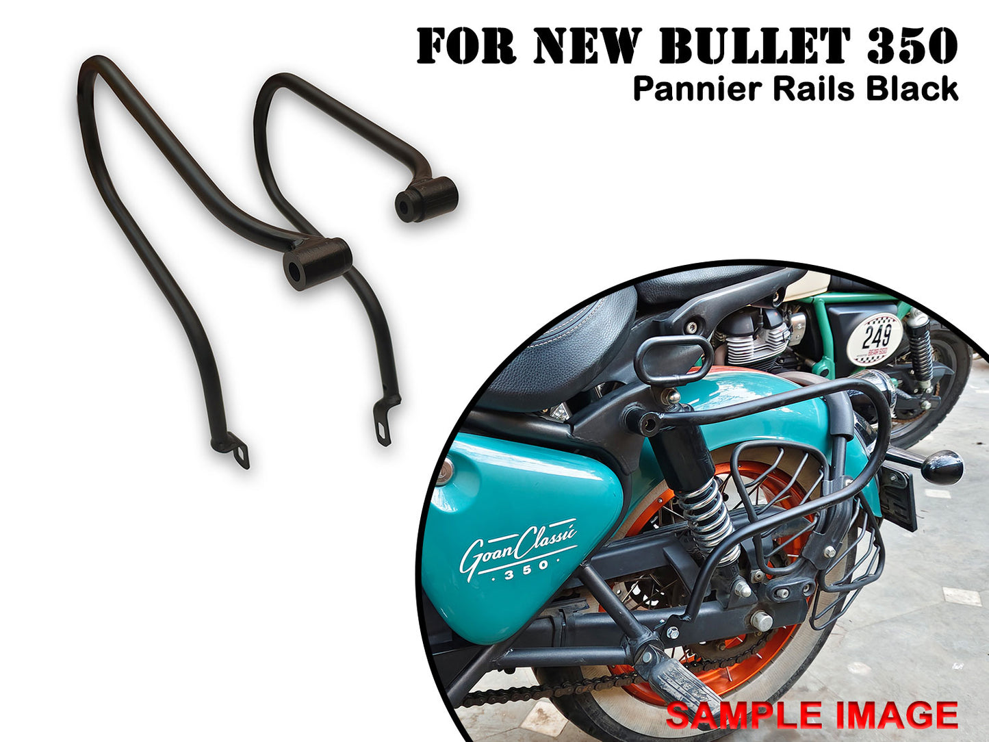 For Royal Enfield New Bullet 350 Pannier Mounting Rails Black