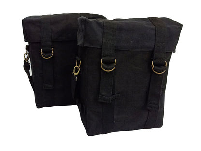 For Royal Enfield New Bullet 350 Military Pannier Bags Black Color & Mounting