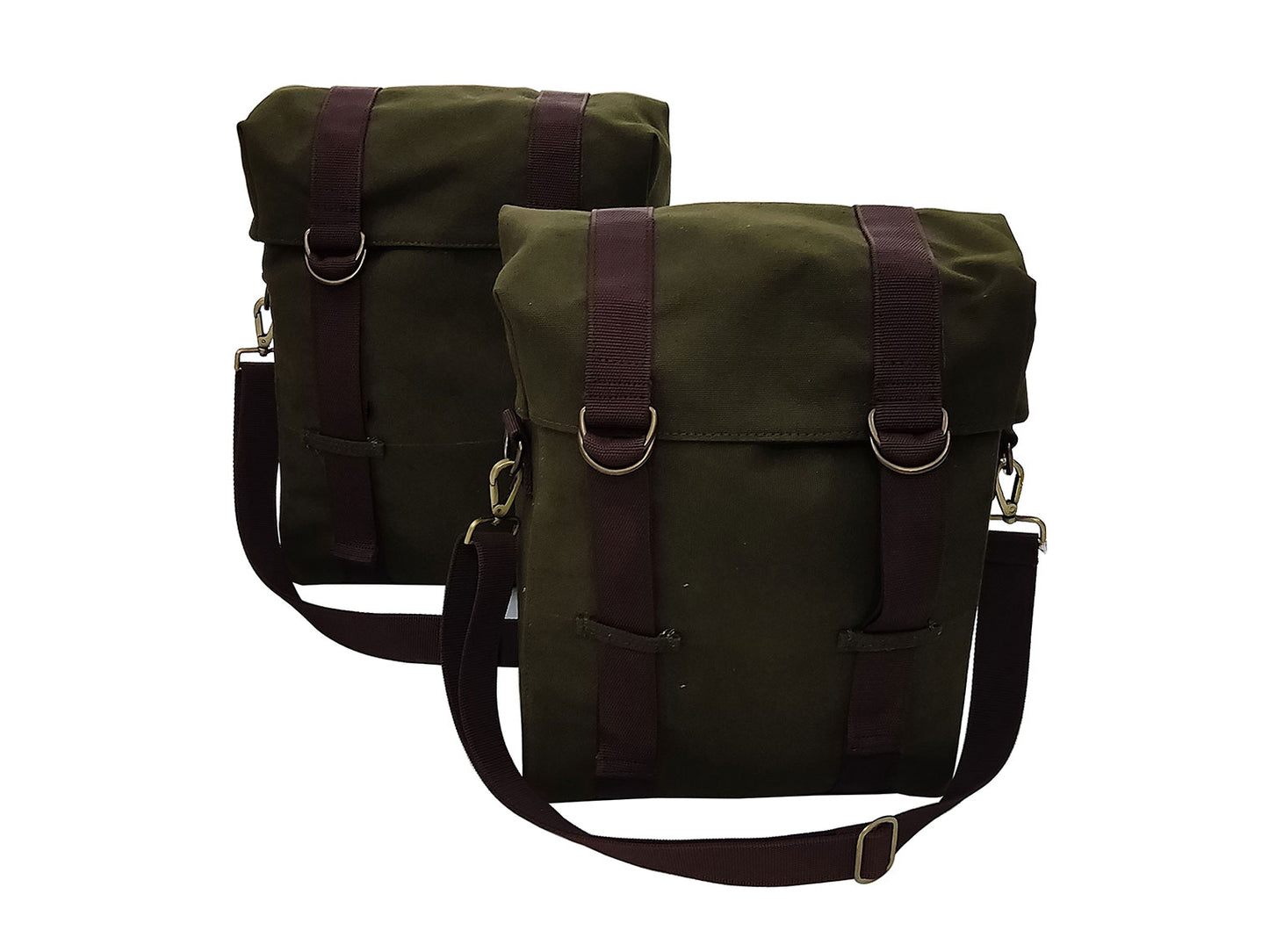 For Royal Enfield New Bullet 350 Military Pannier Bags Olive Color & Mounting