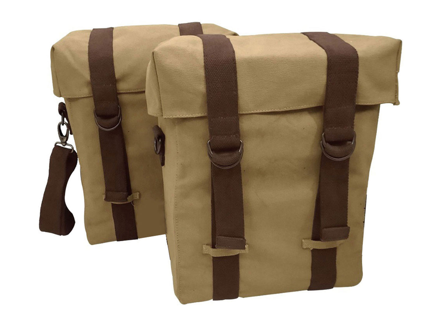 For Royal Enfield New Bullet 350 Military Pannier Bags Sand Color & Mounting