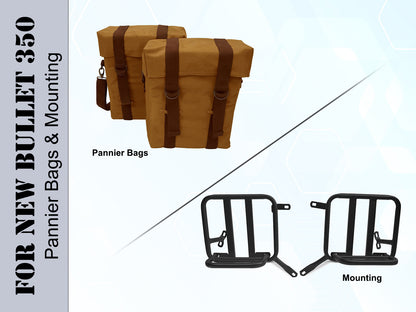 For Royal Enfield New Bullet 350 Military Pannier Bags Desert Color & Mounting