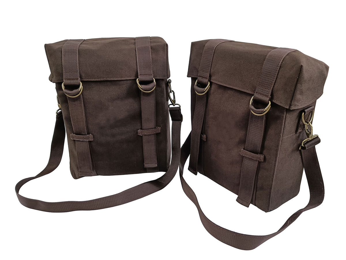 For Royal Enfield New Bullet 350 Military Pannier Bags Coffee Brown & Mounting