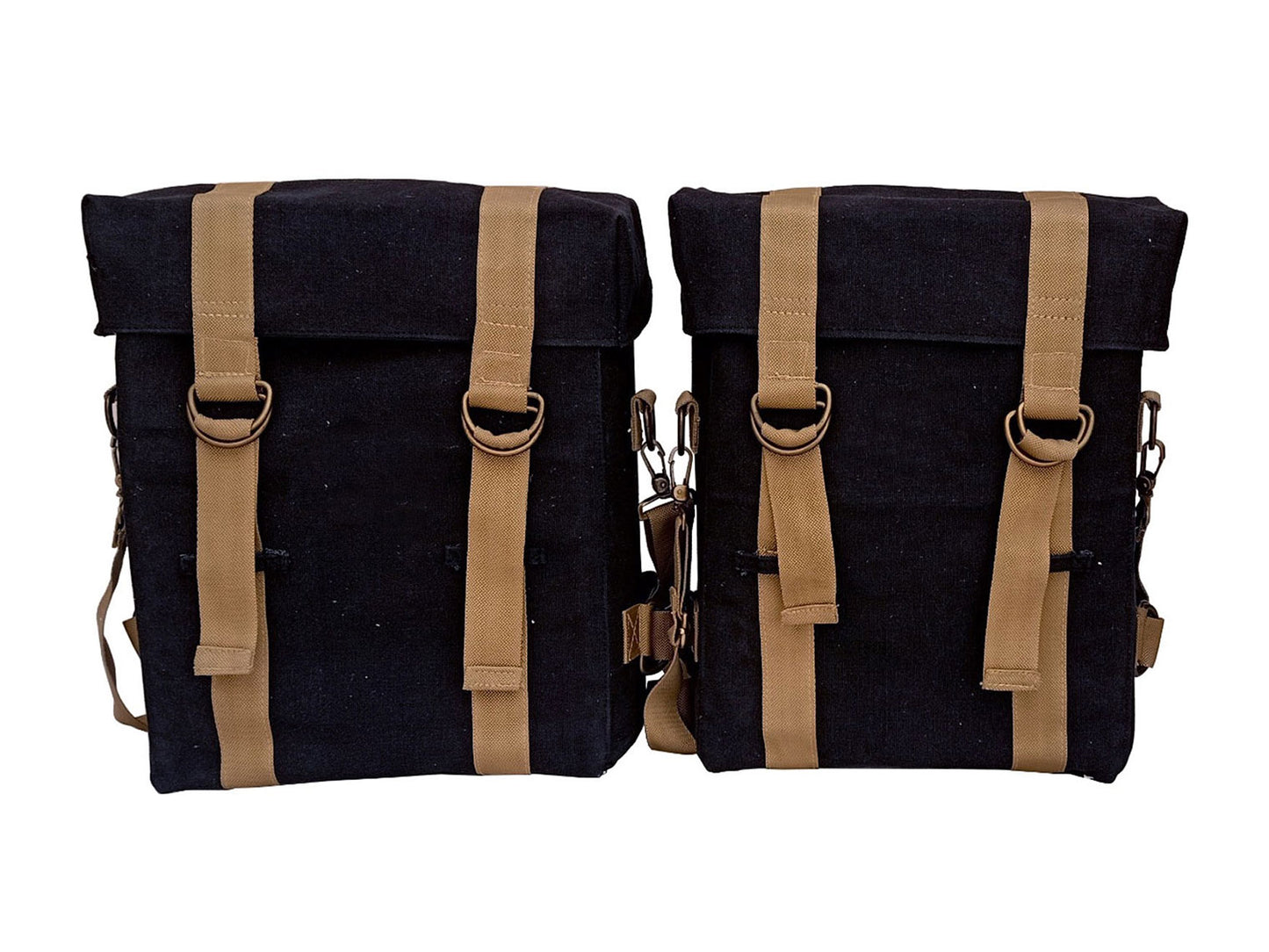For Royal Enfield New Bullet 350 Military Pannier Bags Golden & Black & Mounting