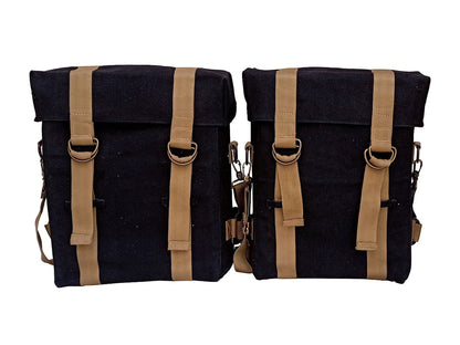 For Royal Enfield New Bullet 350 Military Pannier Bags Golden & Black & Mounting