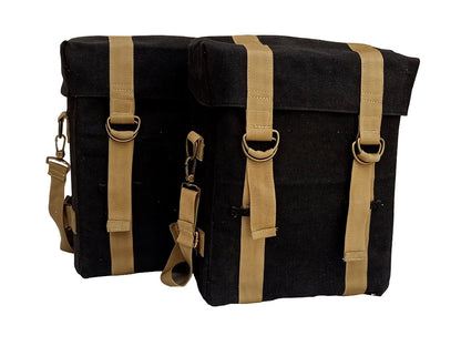 For Royal Enfield New Bullet 350 Military Pannier Bags Golden & Black & Mounting