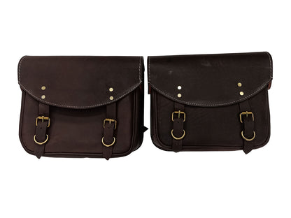 For Royal Enfield New Bullet 350 Leather Pannier Bags With Mounting D1