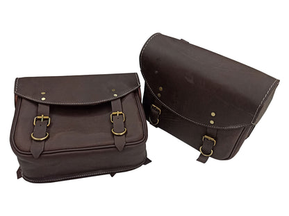 For Royal Enfield New Bullet 350 Leather Pannier Bags With Mounting D1