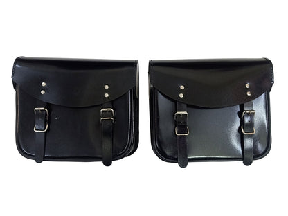 For Royal Enfield New Bullet 350 Leather Pannier Bags With Mounting D2