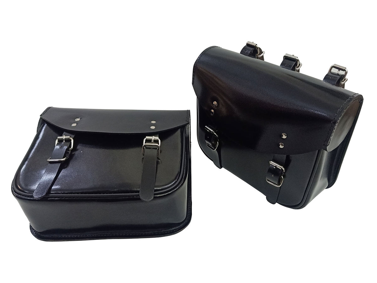 For Royal Enfield New Bullet 350 Leather Pannier Bags With Mounting D2