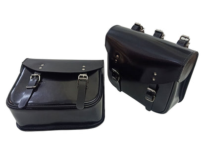 For Royal Enfield New Bullet 350 Leather Pannier Bags With Mounting D2