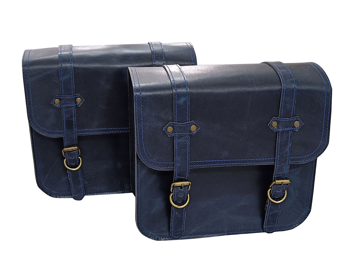 For Royal Enfield New Bullet 350 Leather Pannier Bags With Mounting D3