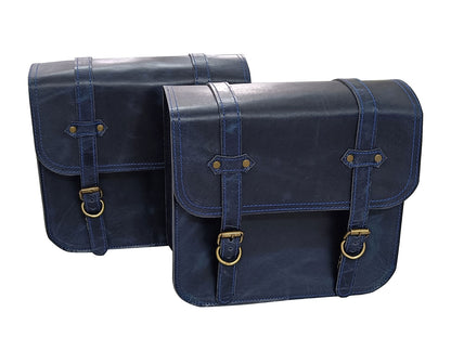 For Royal Enfield New Bullet 350 Leather Pannier Bags With Mounting D3