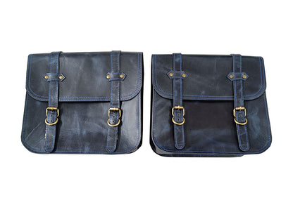 For Royal Enfield New Bullet 350 Leather Pannier Bags With Mounting D3