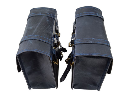For Royal Enfield New Bullet 350 Leather Pannier Bags With Mounting D3