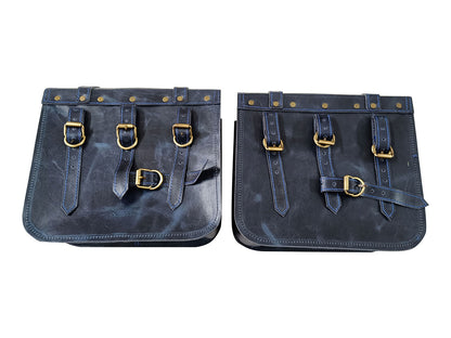 For Royal Enfield New Bullet 350 Leather Pannier Bags With Mounting D3