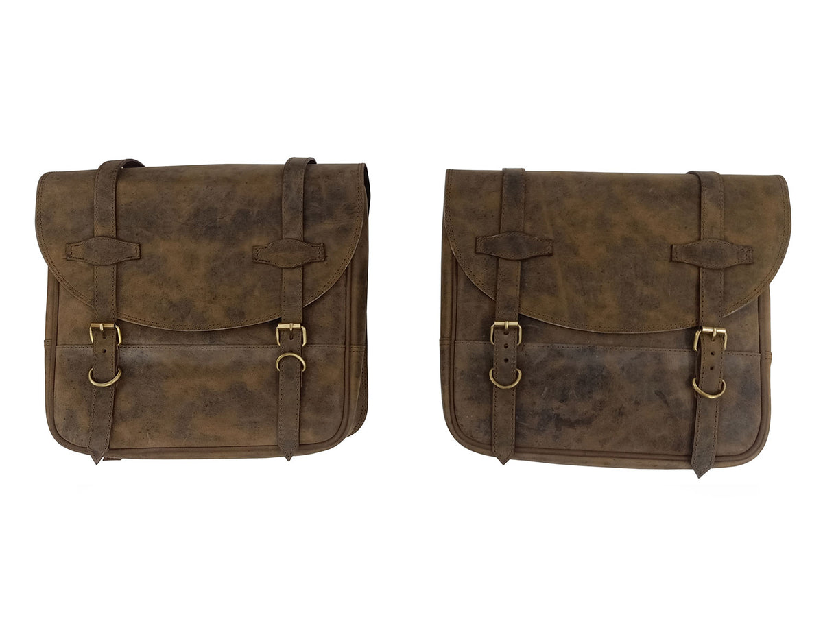 For Royal Enfield New Bullet 350 Leather Pannier Bags With Mounting D4