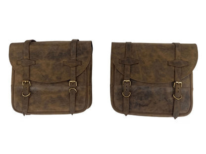 For Royal Enfield New Bullet 350 Leather Pannier Bags With Mounting D4
