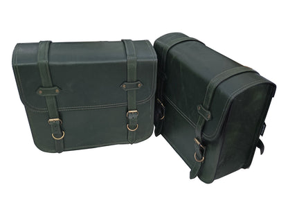 For Royal Enfield New Bullet 350 Leather Pannier Bags With Mounting D5