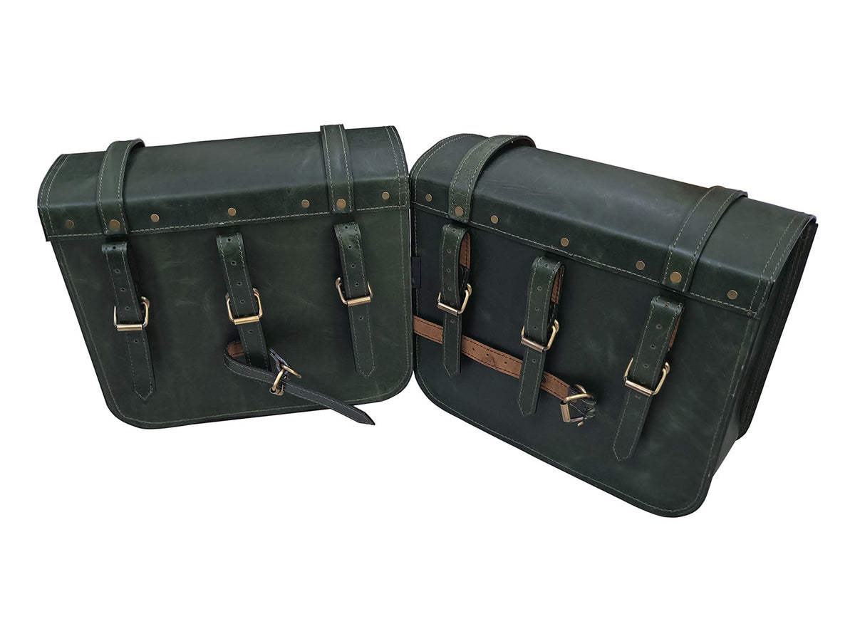 For Royal Enfield New Bullet 350 Leather Pannier Bags With Mounting D5