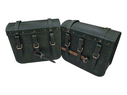 For Royal Enfield New Bullet 350 Leather Pannier Bags With Mounting D5