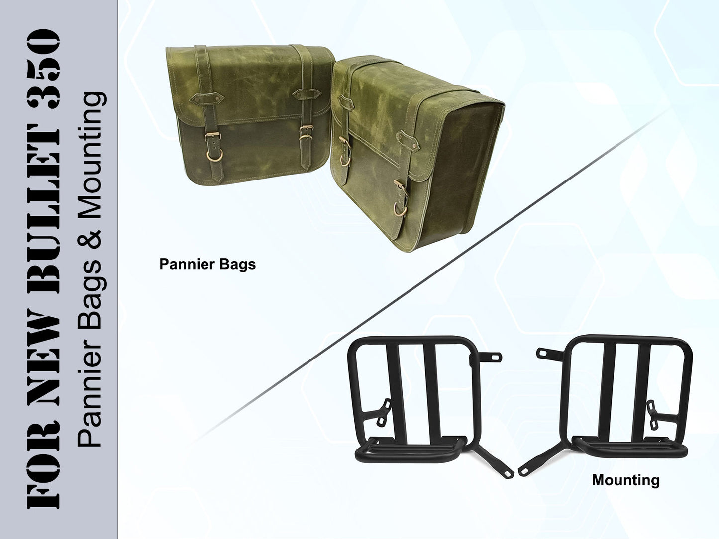 For Royal Enfield New Bullet 350 Leather Pannier Bags With Mounting D6