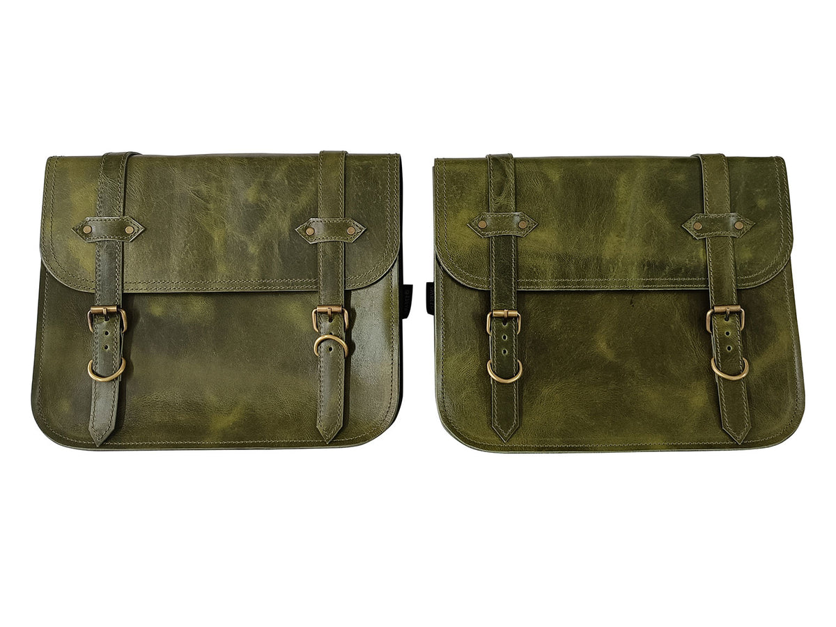 For Royal Enfield New Bullet 350 Leather Pannier Bags With Mounting D6