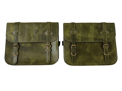 For Royal Enfield New Bullet 350 Leather Pannier Bags With Mounting D6