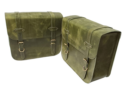 For Royal Enfield New Bullet 350 Leather Pannier Bags With Mounting D6