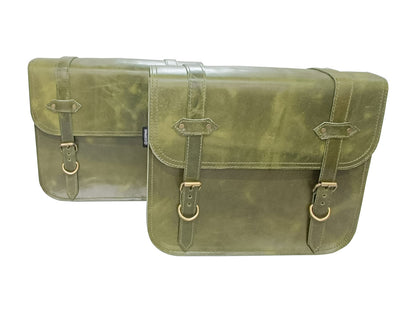 For Royal Enfield New Bullet 350 Leather Pannier Bags With Mounting D6