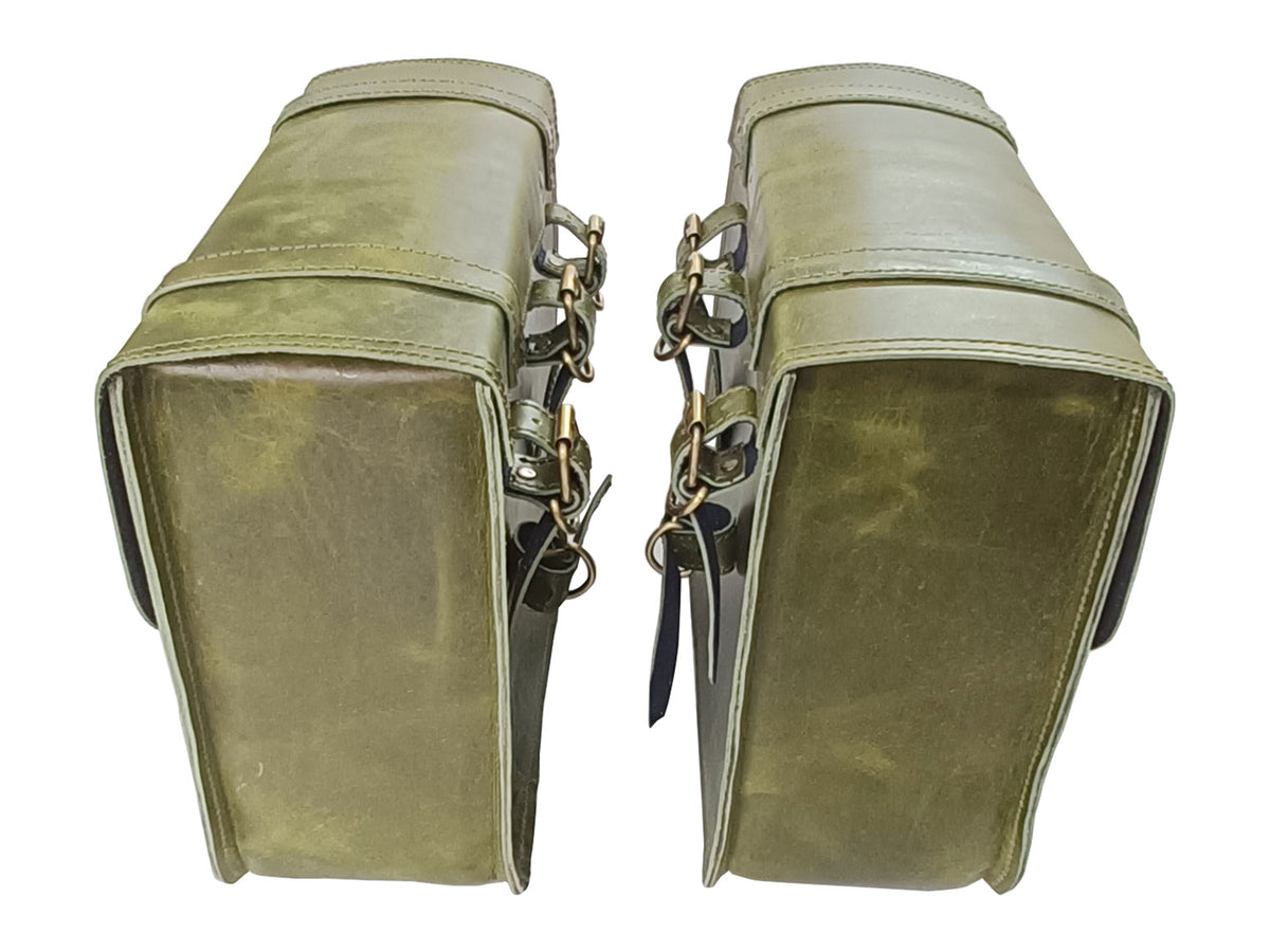 For Royal Enfield New Bullet 350 Leather Pannier Bags With Mounting D6