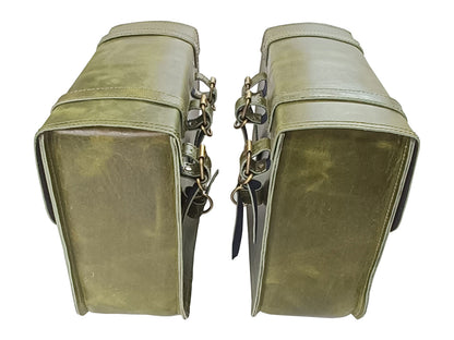 For Royal Enfield New Bullet 350 Leather Pannier Bags With Mounting D6