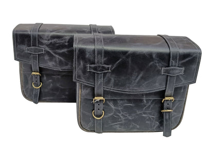 For Royal Enfield New Bullet 350 Leather Pannier Bags With Mounting D7