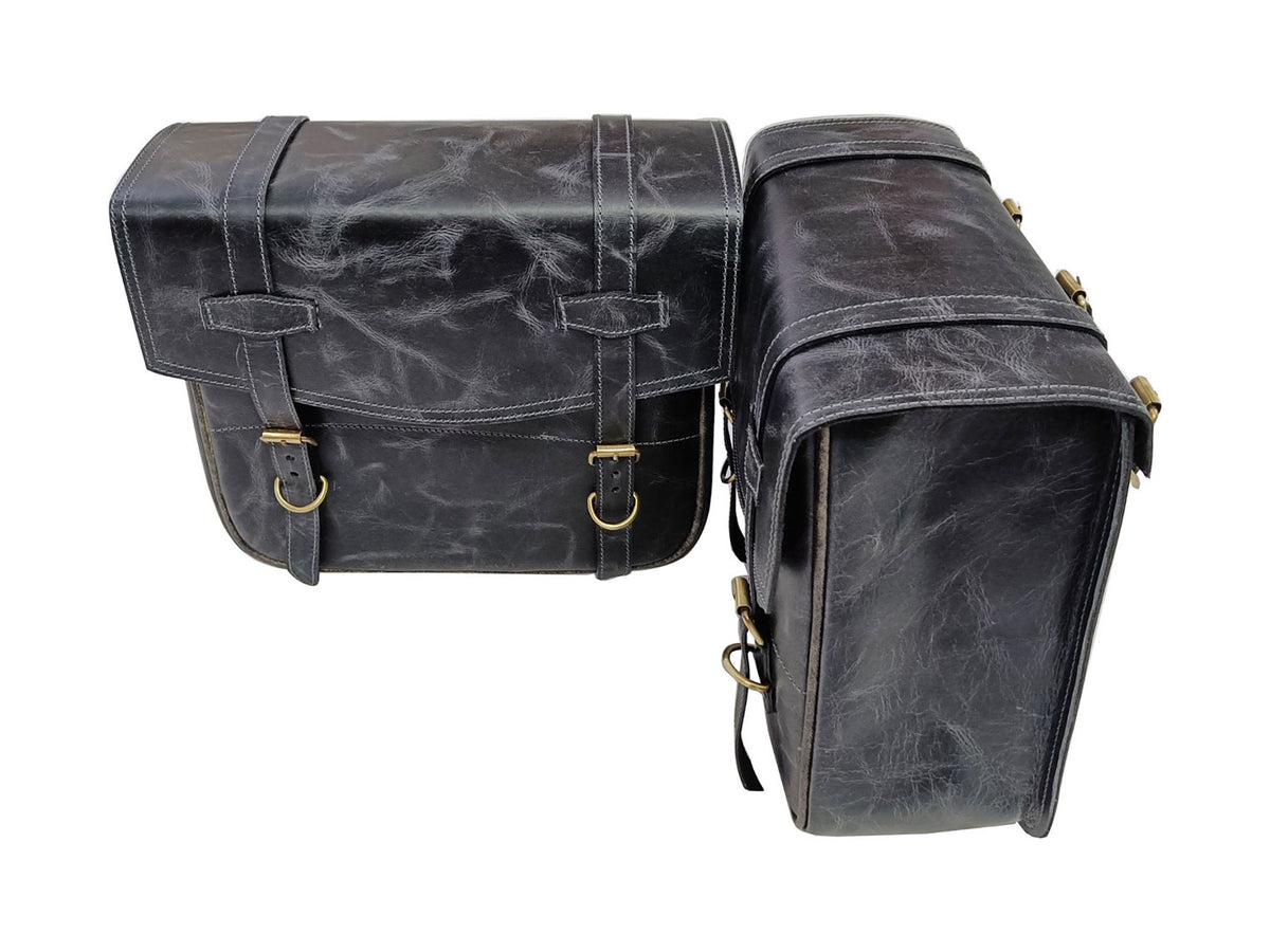 For Royal Enfield New Bullet 350 Leather Pannier Bags With Mounting D7