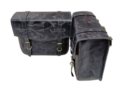 For Royal Enfield New Bullet 350 Leather Pannier Bags With Mounting D7