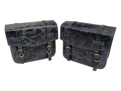 For Royal Enfield New Bullet 350 Leather Pannier Bags With Mounting D7