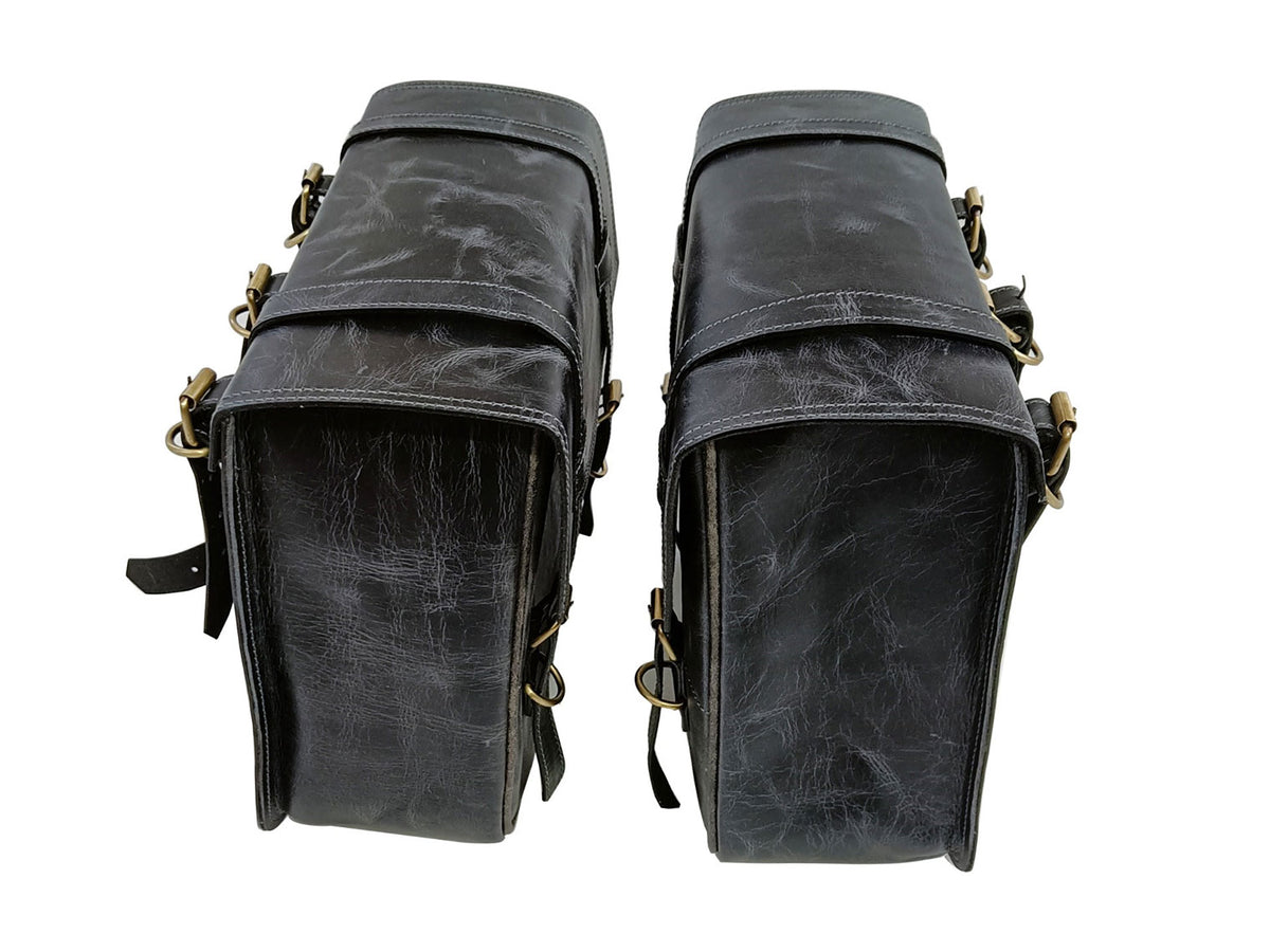 For Royal Enfield New Bullet 350 Leather Pannier Bags With Mounting D7