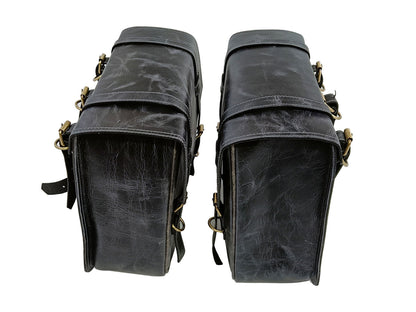 For Royal Enfield New Bullet 350 Leather Pannier Bags With Mounting D7