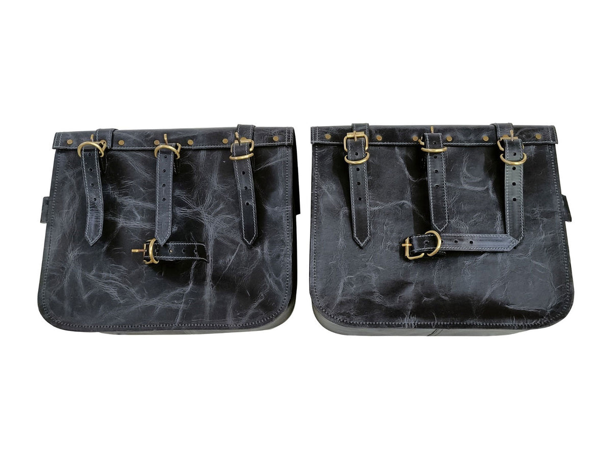 For Royal Enfield New Bullet 350 Leather Pannier Bags With Mounting D7
