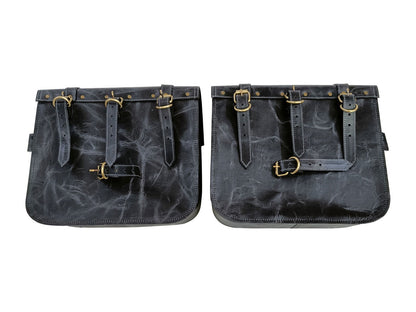 For Royal Enfield New Bullet 350 Leather Pannier Bags With Mounting D7