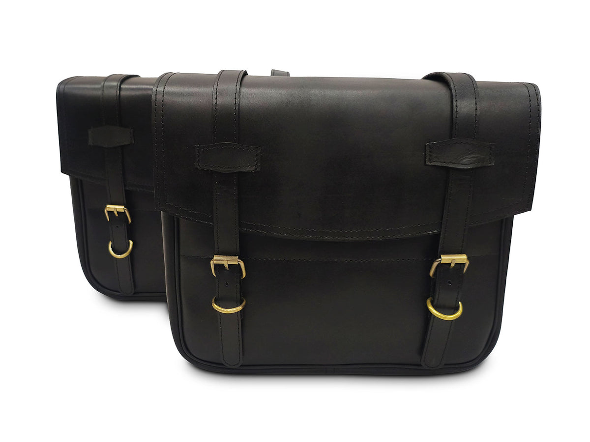For Royal Enfield New Bullet 350 Leather Pannier Bags With Mounting D8