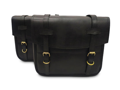 For Royal Enfield New Bullet 350 Leather Pannier Bags With Mounting D8
