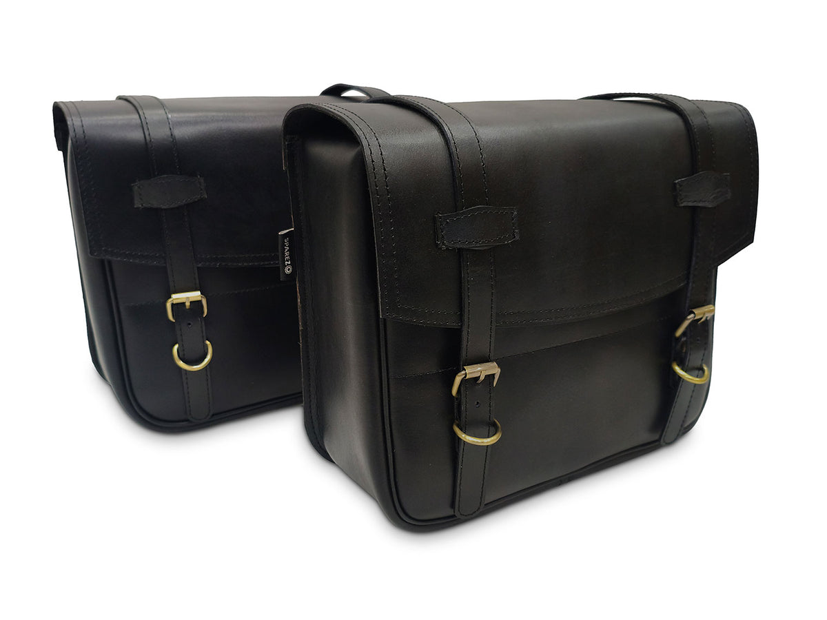 For Royal Enfield New Bullet 350 Leather Pannier Bags With Mounting D8