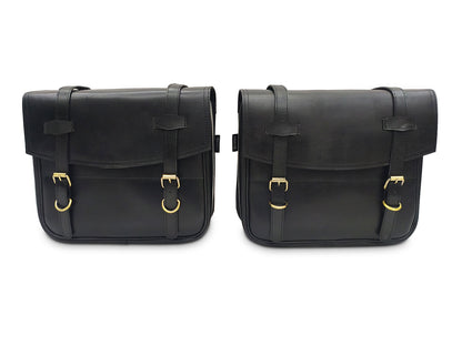 For Royal Enfield New Bullet 350 Leather Pannier Bags With Mounting D8